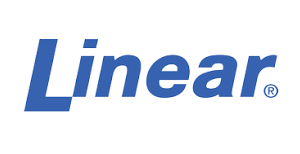 Linear logo solid blue text