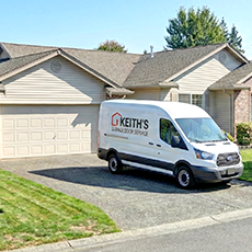 Repair service van house driveway